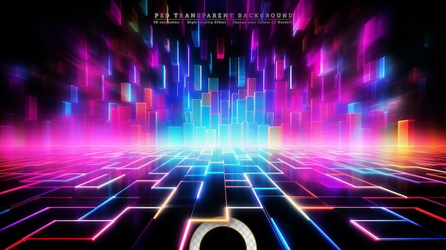 PSD background of empty show scene empty dark modern abstract neon background glow of neon lights on an empty stage diodes rays and lines lights of the night city