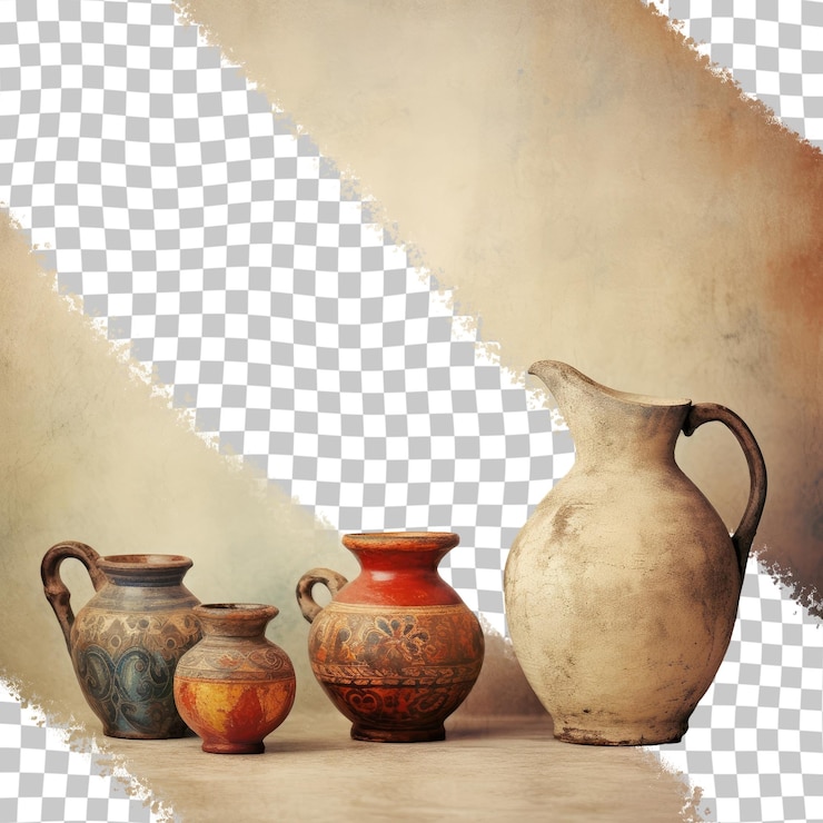 PSD background of pottery from the past transparent background