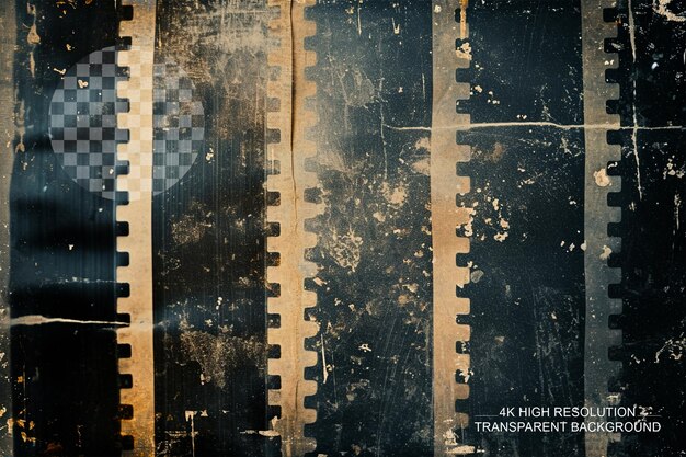 PSD background of retro film overlay image with scratch dust on transparent background