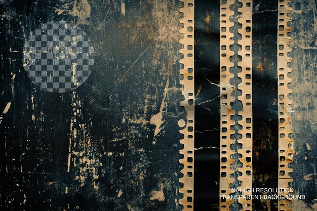 PSD background of retro film overlay image with scratch dust on transparent background