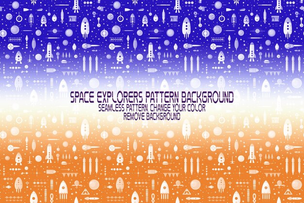 PSD 우주 탐험기 우주왕복선 행성 및 별 편집 가능한 psd 패턴과 함께 배경 텍스처