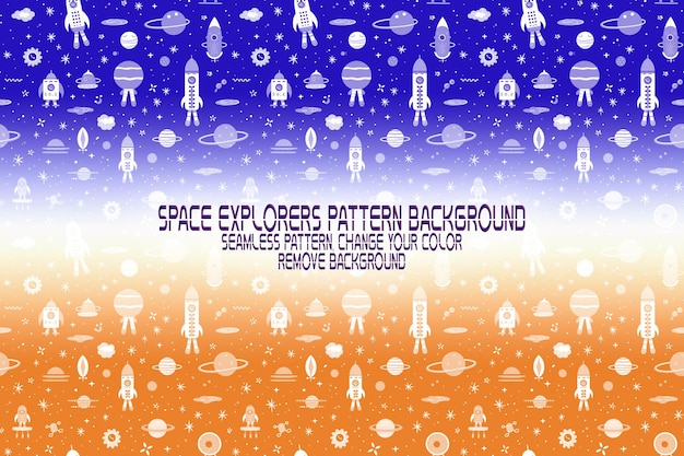 Background Texture with Space Explorers Shuttles Planets and Stars Editable PSD Pattern