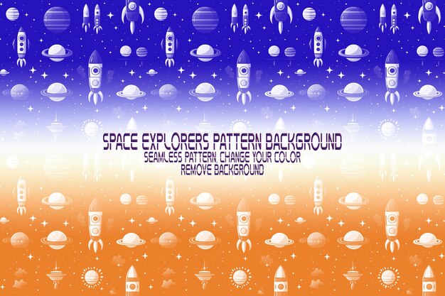 background texture with space explorers shuttles planets and stars editable psd pattern