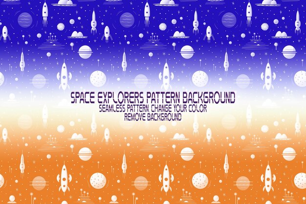 background texture with space explorers shuttles planets and stars editable psd pattern