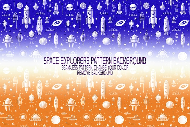 background texture with space explorers shuttles planets and stars editable psd pattern