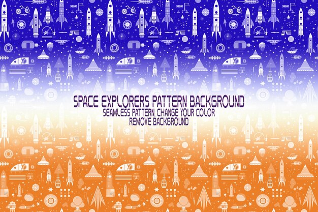 PSD background texture with space explorers shuttles planets and stars editable psd pattern