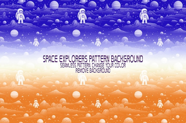 Background texture with space explorers shuttles planets and stars editable psd pattern