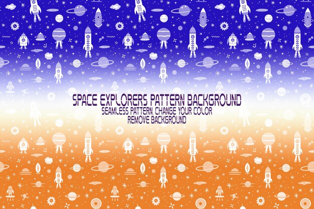 PSD background texture with space explorers shuttles planets and stars editable psd pattern