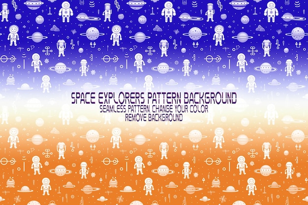 PSD background texture with space explorers shuttles planets and stars editable psd pattern