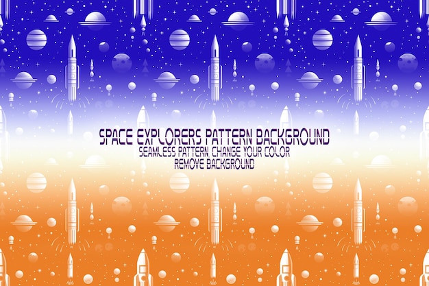 PSD background texture with space explorers shuttles planets and stars editable psd pattern