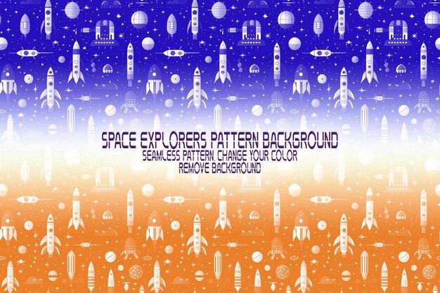 PSD background texture with space explorers shuttles planets and stars editable psd pattern