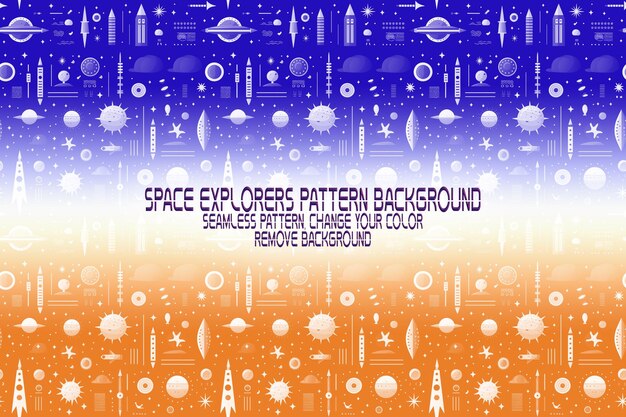 Background texture with space explorers shuttles planets and stars editable psd pattern