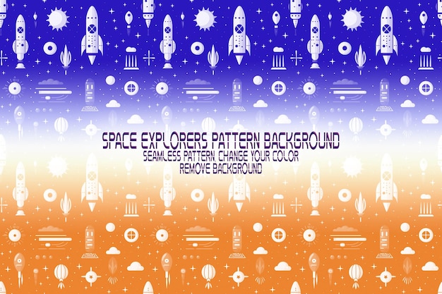 PSD background texture with space explorers shuttles planets and stars editable psd pattern