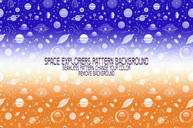 PSD background texture with space explorers shuttles planets and stars editable psd pattern