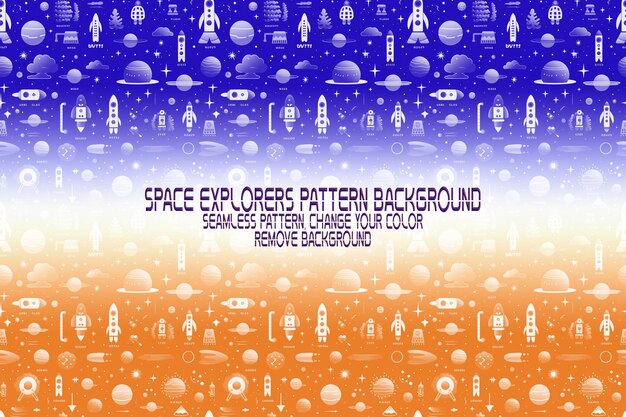 PSD background texture with space explorers shuttles planets and stars editable psd pattern