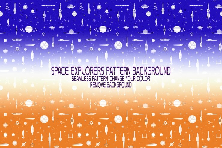 PSD background texture with space explorers shuttles planets and stars editable psd pattern