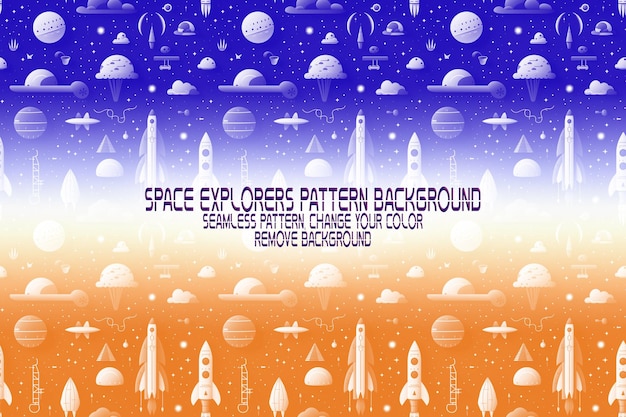 Background texture with space explorers shuttles planets and stars editable psd pattern