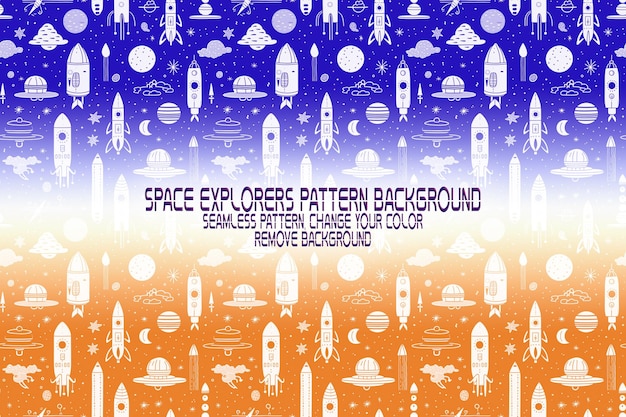 Background texture with space explorers shuttles planets and stars editable psd pattern