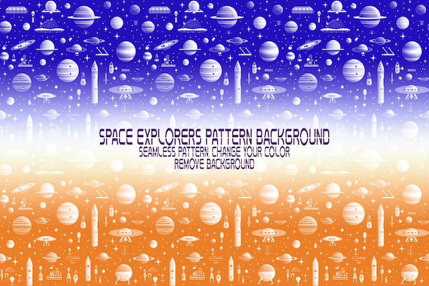 PSD background texture with space explorers shuttles planets and stars editable psd pattern