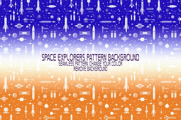 Background Texture with Space Explorers Shuttles Planets and Stars Editable PSD Pattern