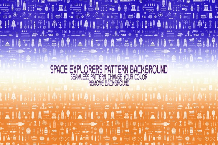 PSD background texture with space explorers shuttles planets and stars editable psd pattern