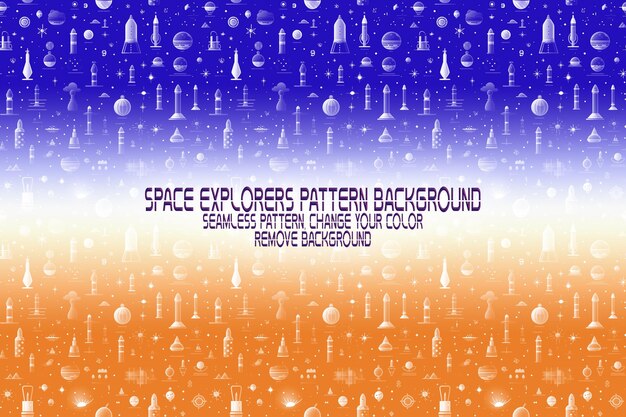 Background Texture with Space Explorers Shuttles Planets and Stars Editable PSD Pattern