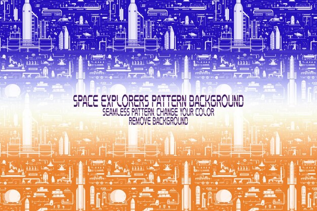 PSD background texture with space explorers shuttles planets and stars editable psd pattern