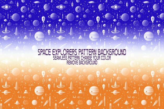 PSD background texture with space explorers shuttles planets and stars editable psd pattern