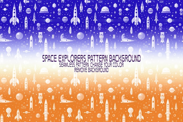 PSD background texture with space explorers shuttles planets and stars editable psd pattern