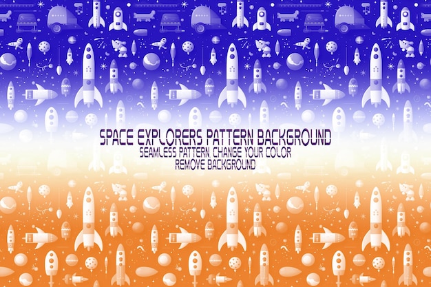 PSD background texture with space explorers shuttles planets and stars editable psd pattern