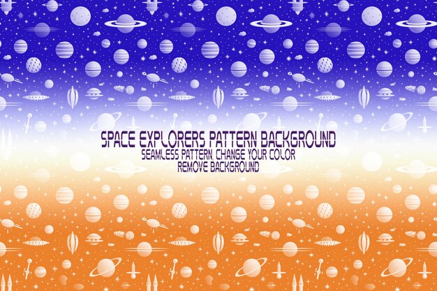 Background texture with space explorers shuttles planets and stars editable psd pattern