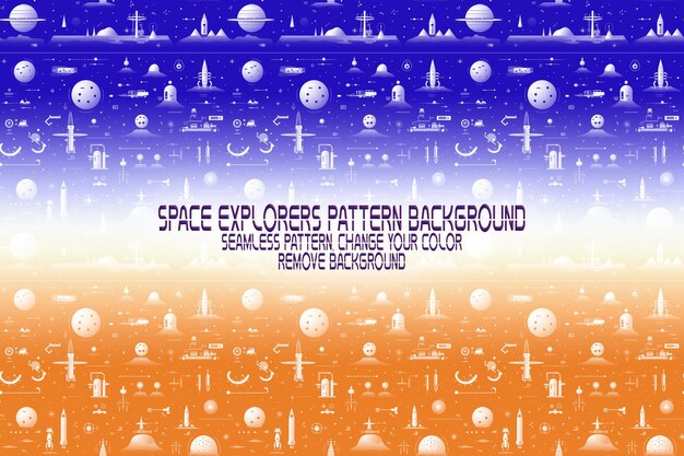 PSD background texture with space explorers shuttles planets and stars editable psd pattern