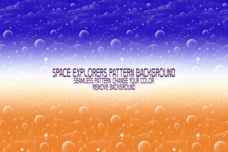 PSD background texture with space explorers shuttles planets and stars editable psd pattern