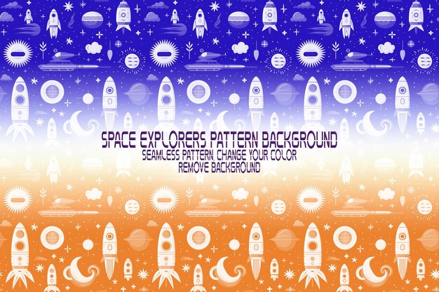 Background texture with space explorers shuttles planets and stars editable psd pattern