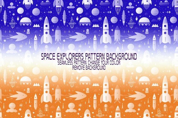 PSD background texture with space explorers shuttles planets and stars editable psd pattern