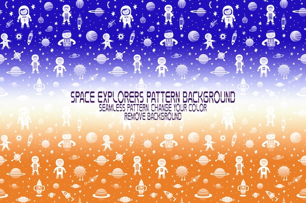 PSD background texture with space explorers shuttles planets and stars editable psd pattern