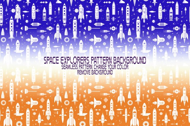 Background texture with space explorers shuttles planets and stars editable psd pattern