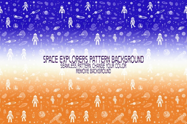 Background texture with space explorers shuttles planets and stars editable psd pattern