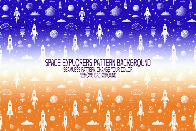 Background texture with space explorers shuttles planets and stars editable psd pattern