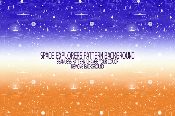 PSD background texture with space explorers shuttles planets and stars editable psd pattern