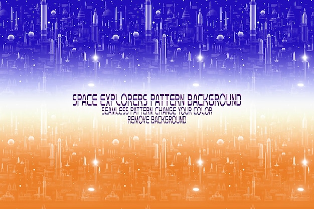 Texture di sfondo con esploratori spaziali navette pianeti e stelle modello psd modificabile
