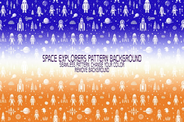 PSD background texture with space explorers shuttles planets and stars editable psd pattern