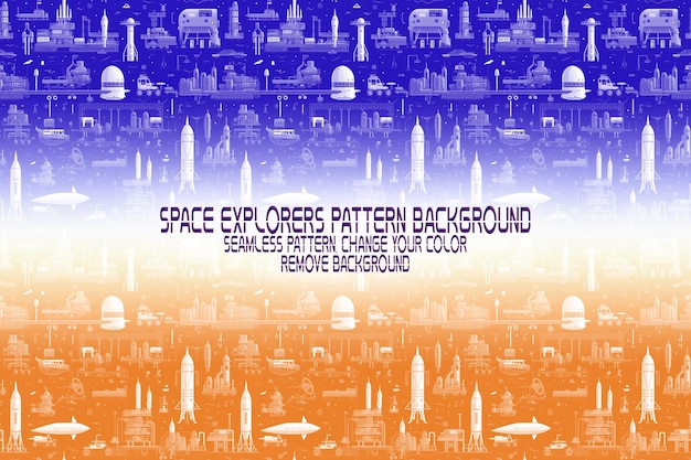 Background texture with space explorers shuttles planets and stars editable psd pattern