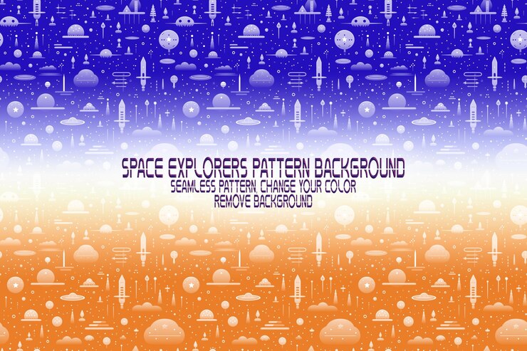 PSD background texture with space explorers shuttles planets and stars editable psd pattern