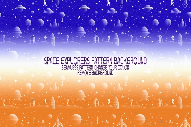 PSD background texture with space explorers shuttles planets and stars editable psd pattern