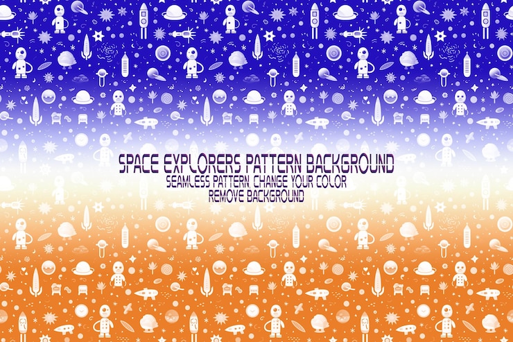 PSD background texture with space explorers shuttles planets and stars editable psd pattern