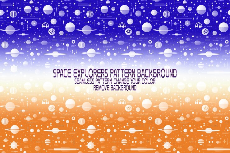 PSD background texture with space explorers shuttles planets and stars editable psd pattern