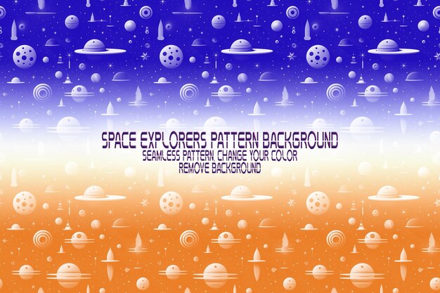 Background texture with space explorers shuttles planets and stars editable psd pattern