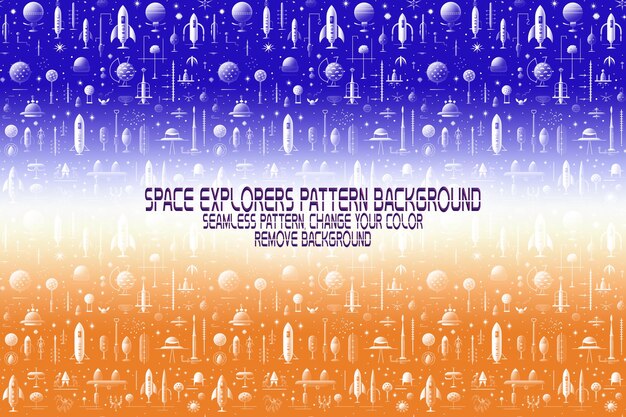 Background Texture with Space Explorers Shuttles Planets and Stars Editable PSD Pattern