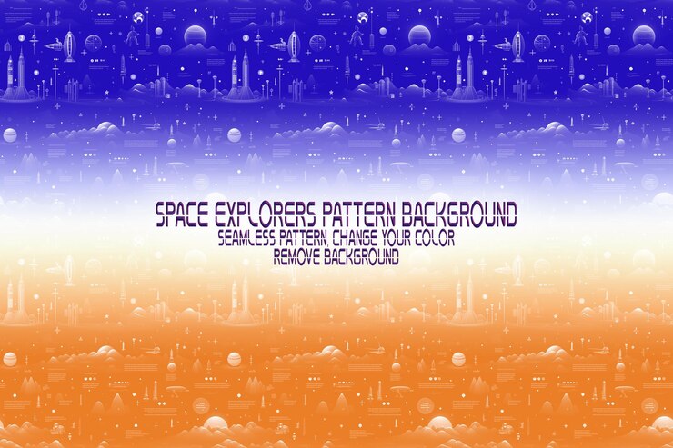 PSD background texture with space explorers shuttles planets and stars editable psd pattern